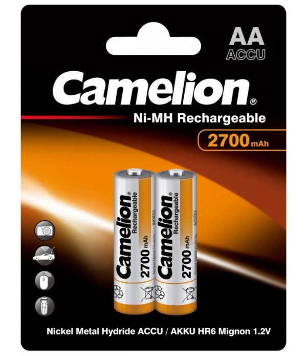 Аккумулятор AA/R6 NI-MN 2700мА.ч BP-2 металлик (блист.2шт) Camelion 7371