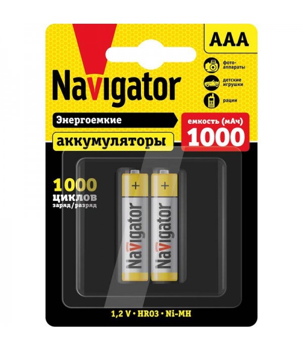 Аккумулятор 94 462 NHR-1000-HR03-BP2 (блист.2шт) Navigator 94462