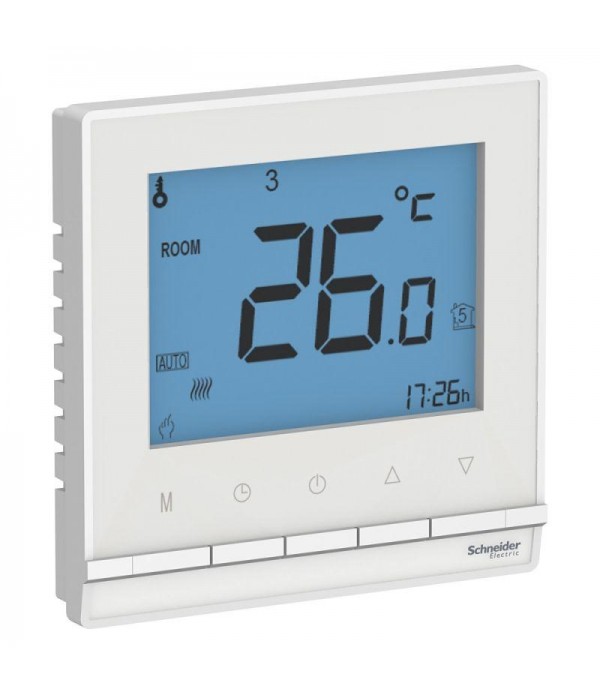 Термостат электронный AtlasDesign 16А для теплого пола с датчиком +5-+35град.C в сборе бел. SE ATN000138
