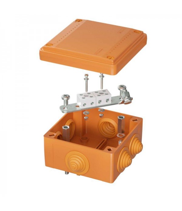 Коробка ответвительная FS 100х100х50мм 4р 450В 6А 4кв.мм с каб. вводами и клеммн. IP55 пластик. DKC FSB11404