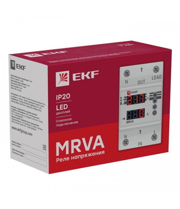 Реле напряжения и тока с дисплеем MRVA 25А PROxima EKF MRVA-25A